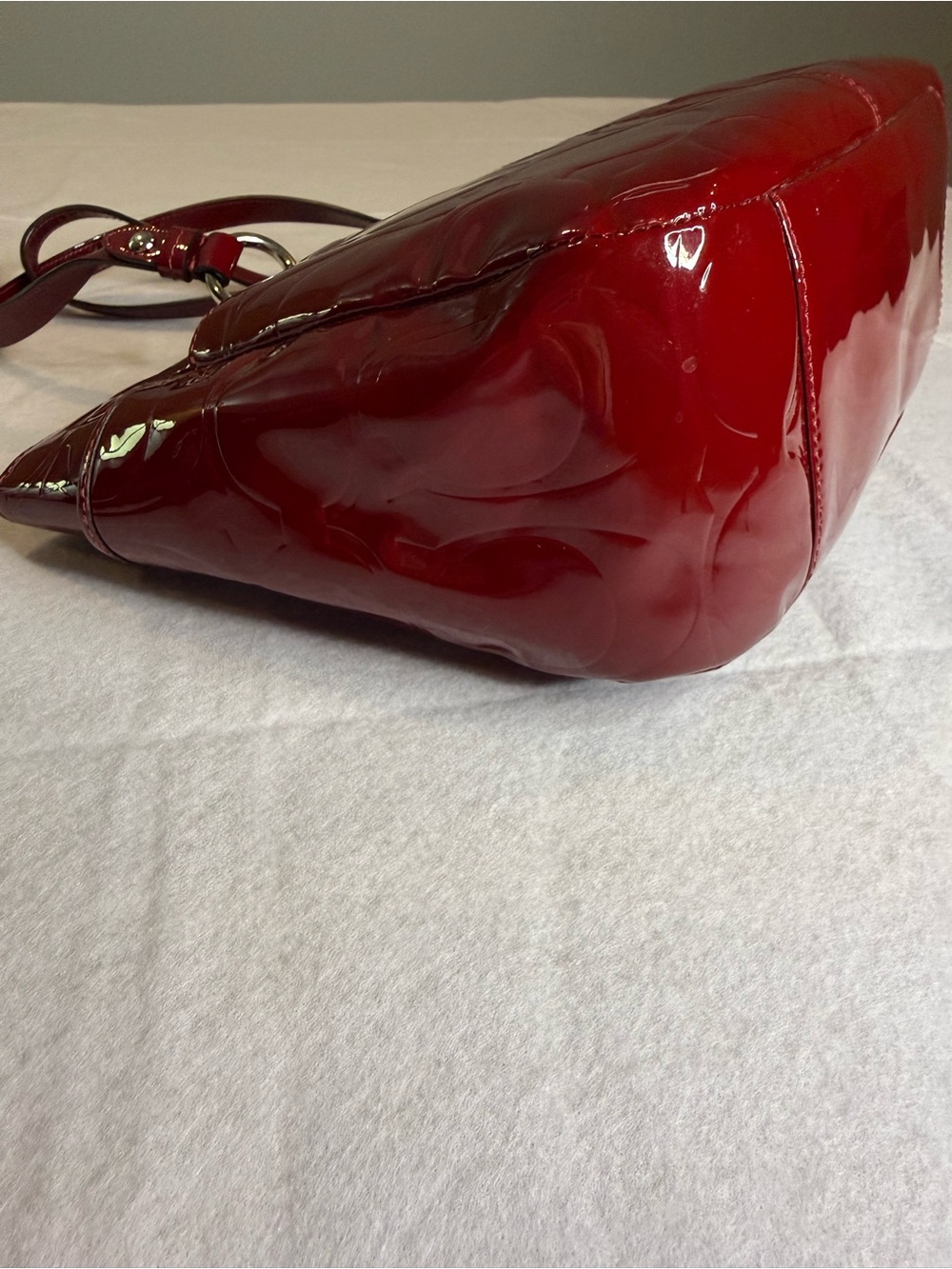 Vintage Coach Red Patent Leather Tote Bag Y2K Retro - Picture 13 of 14